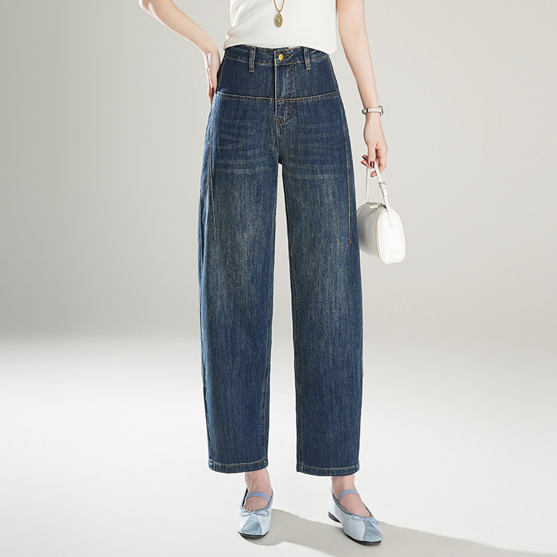 今年流行的牛仔裤女新款高腰宽松显瘦复古蓝阔腿镰刀裤2026香蕉裤
