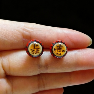 10mm童磨眼珠上弦二黑死牟猗窝座 眼球耳坠耳钉耳夹鬼灭之刃