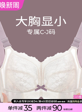 糖粒大胸显小文胸罩无钢圈内衣女薄款bra聚拢调整型大码全罩杯