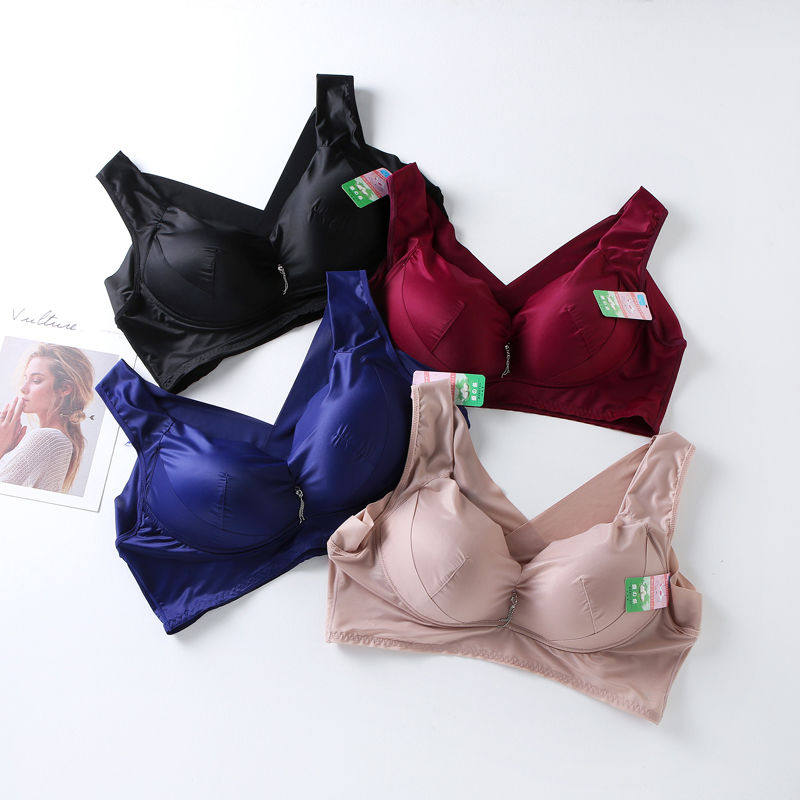 胖MM全罩杯大码大胸无钢圈背心式美背睡眠文胸收副乳运动内衣薄4L