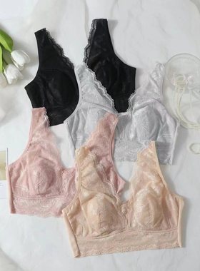 020新款女士兔耳朵无钢圈背心式舒适透气蕾丝性感胖MM大码文胸