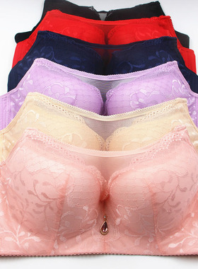 胖MM加大号特大版200斤聚拢调整型五排扣内衣女薄44D42E40F38文胸