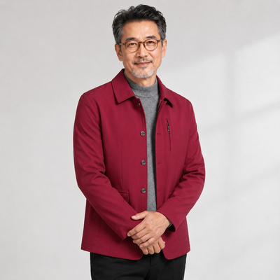 1724款爸爸外套春秋季中年男装翻领纽扣上衣中老年人男士夹克P60