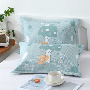新款 52cm棉纱布艺成人儿童加厚全包按扣枕套防滑一对 小号枕套32