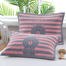 新款 棉纱布按扣枕套一对加大厚枕头套家用成人透气吸汗隔油40