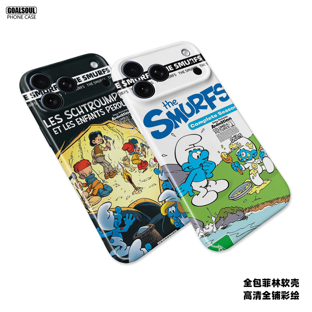 蓝精灵18promax手机壳ip15/14/16/17pro美式复古SMURFS mate60/80pro动漫K90/80菲林软壳X300pro全包壳pura90