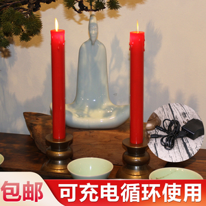 led红色仿真教堂插电供佛蜡烛灯