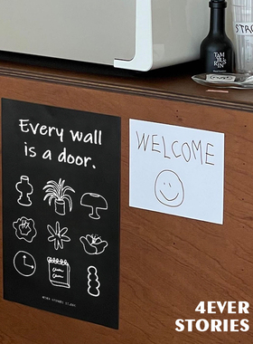 4ES | 黑色简笔画 极简手绘金属框装饰画 可爱童趣线条画海报相框