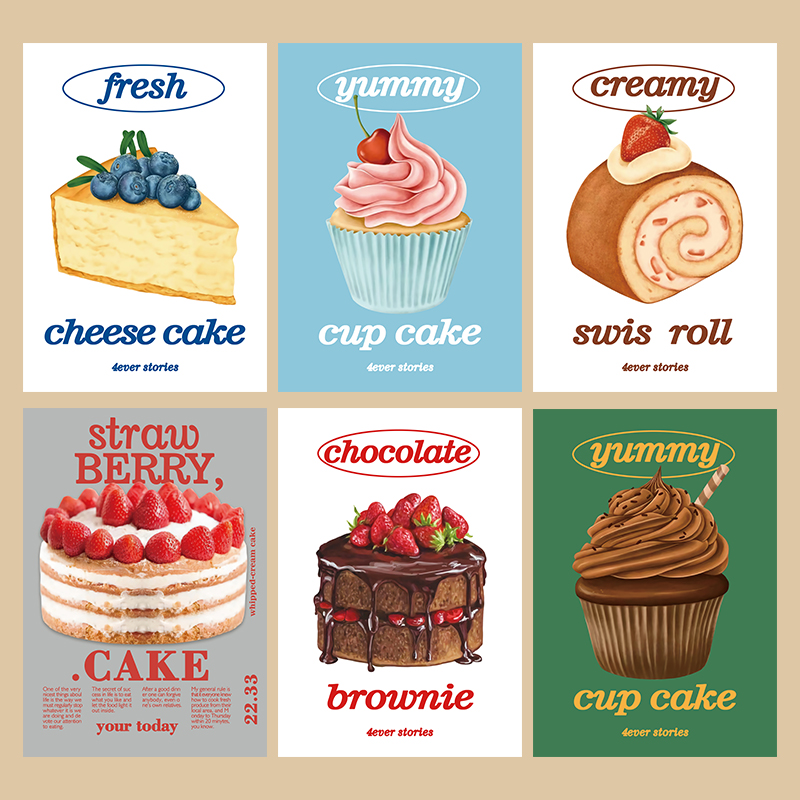 4ES|合集 收藏今日份的甜 韩国ins风甜品蛋糕装饰画拍摄道具墙贴