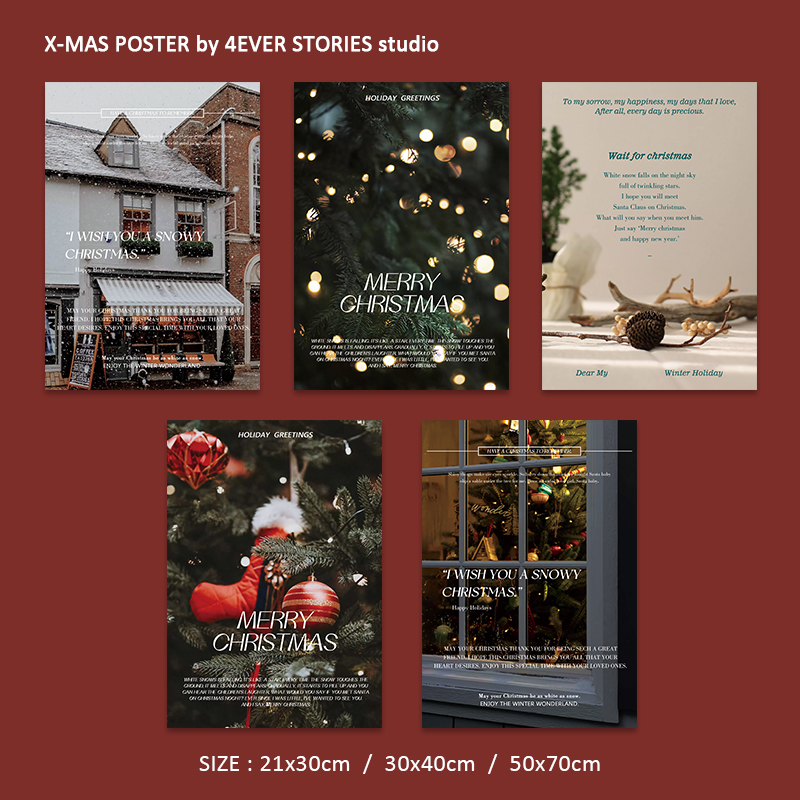 4ES | Merry Christmas闪光圣诞氛围摄影 节日装饰氛围感海报墙贴