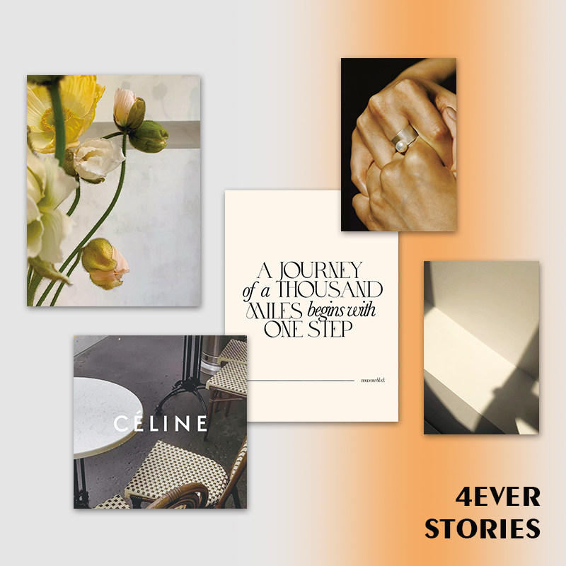 |4ES| cel1ne时尚杂志 ins风极简鲜花服装卡片 墙贴拍照装饰卡片