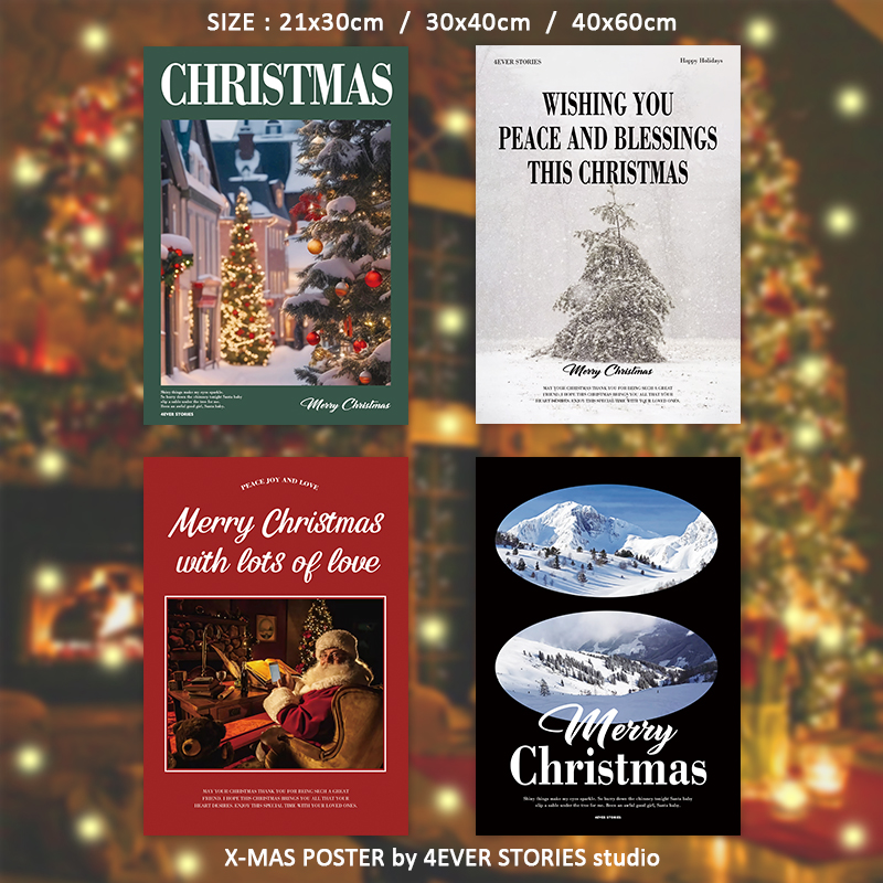 4ES | Merry Christmas下雪的圣诞 宿命感节日装饰氛围感海报墙贴
