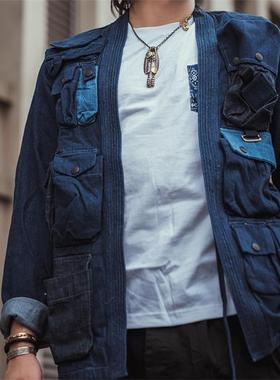 HDK(海觉）TANNERY INDIGO 水洗拼接机能口袋妖怪道袍 KAPITAL