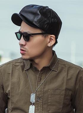 HDK(海觉) 经典报童帽 horse hide茶芯马皮 可以养的帽子皮帽