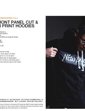 RANDOMEVENT(RDET)14AW2 ND HOODIES 黑色抓绒连帽拼接卫衣