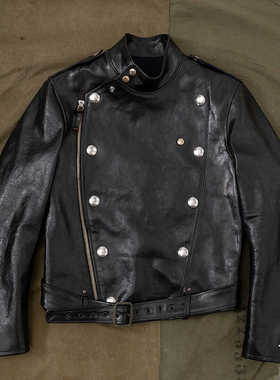 HDK(海觉）意大利MARYAM马皮 J31猪奶机车斜拉夹克皮衣waldes拉链
