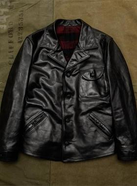 HDK(海觉） 自研7号马皮 全植全粒透染油蜡马皮 四角工装皮衣 FW