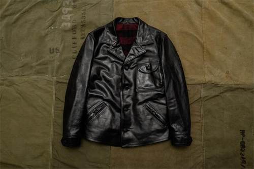 马皮夹克海觉复古翻领修身皮衣