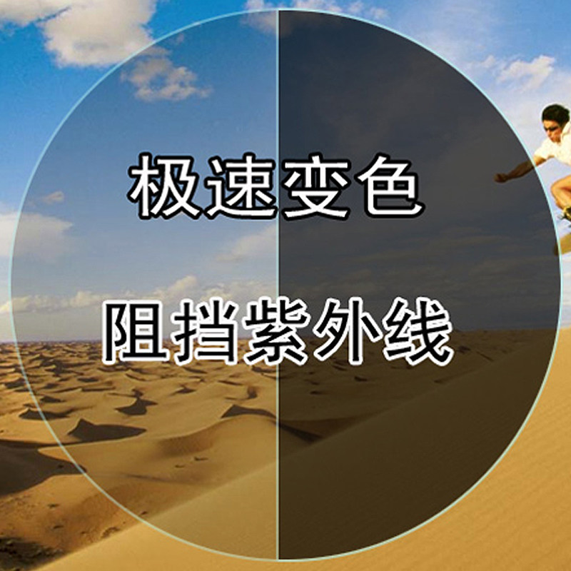 1.56  1.61 非球面超薄 急速变色镜片 2片 树脂镜片变灰色变茶色