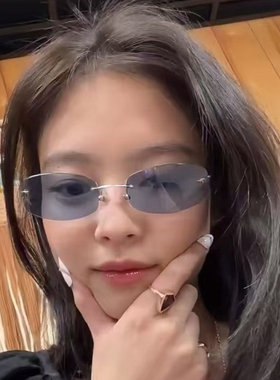 高版Jennie同款无框超美墨镜