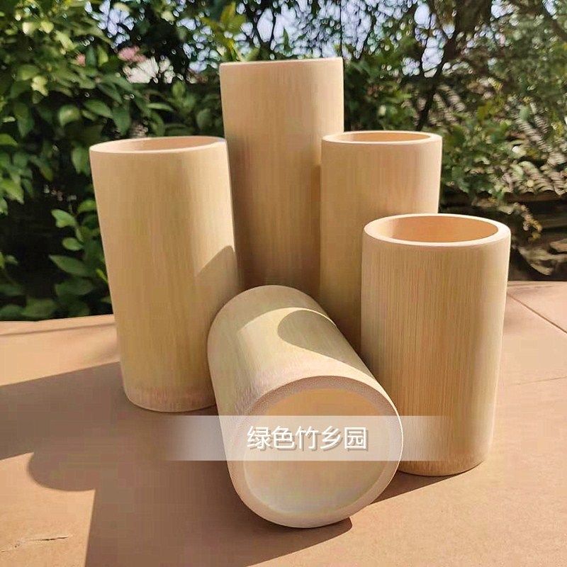 竹筒原生态绿色环保插花去青竹笔筒花筒竹杯可定做竹筒摆件笔筒