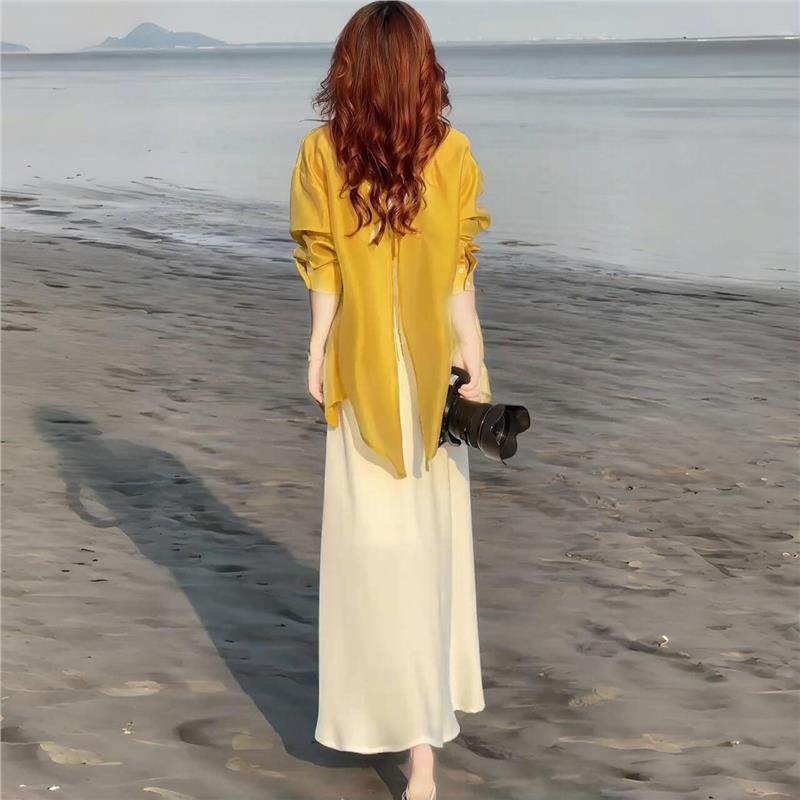 高档高级感洋装女士御姐防晒衬衫新款一整套吊带裙夏季两件套