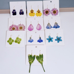 真花耳环合集原创手工干花滴胶耳环森系超仙真花标本小众耳坠耳饰