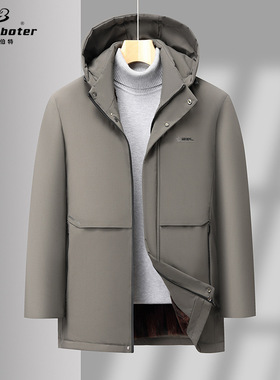加绒加厚连帽棉衣男士商务休闲保暖棉衣中年男棉袄爸爸装防寒外套