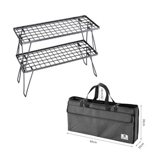 柯曼户外折叠桌露营野餐铁网桌野营多用堆叠置物架焚火围桌T-229