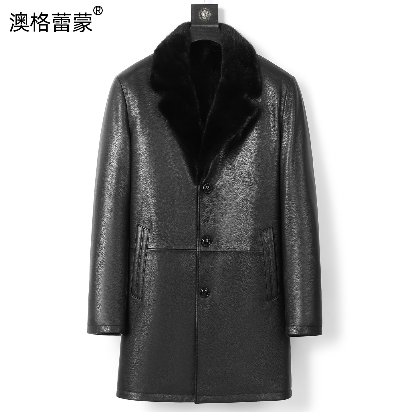 真皮皮衣男山羊皮水貂内胆