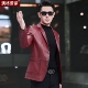 海宁新款 皮西服红色商务休闲皮外套 修身 真皮皮衣男西装 绵羊皮短款