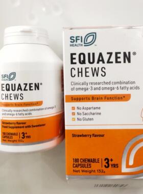 现货 包邮 英国 EQUAZEN EYEQ 草莓味鱼油胶囊180粒DHA 3岁以上