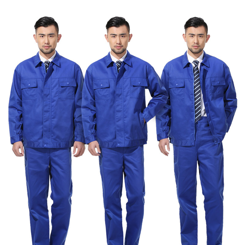 秋冬男女款加厚纯蓝色长袖工作服