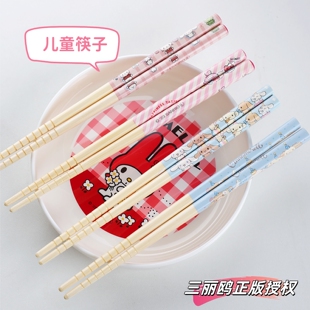 日本三丽鸥儿童筷子家用单人装一人一筷可爱专用筷防霉防滑竹筷