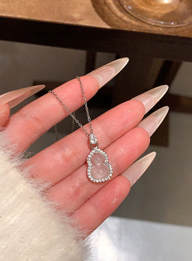 新中式小众高级锁骨链配饰品甜美清冷感冰透小葫芦吊坠项链女