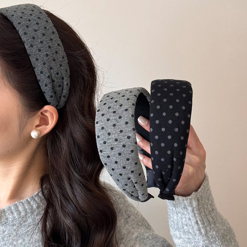 高颅顶洗脸压发头箍发卡发饰复古布艺波点宽边发箍头饰女2026新款
