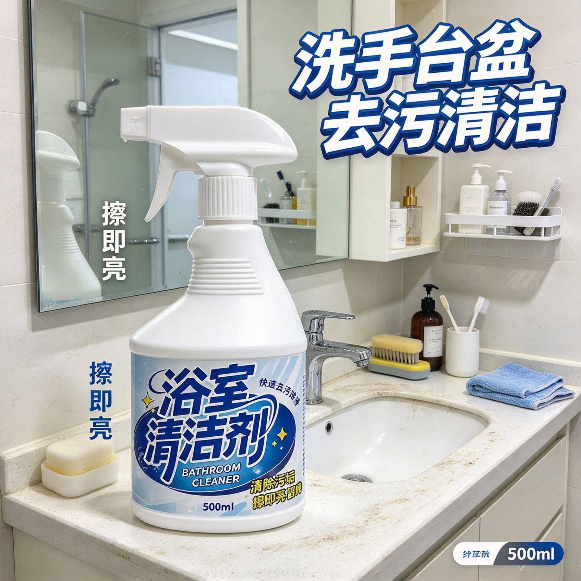 家用浴室清洁剂去除水垢皂渍锈迹淋浴房玻璃瓷砖花洒去污喷剂日化