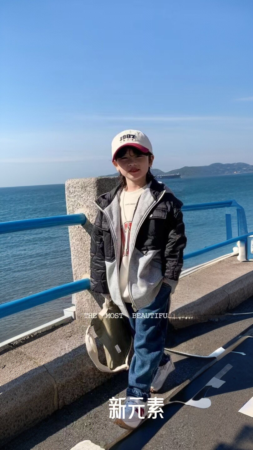 新元素中大童冬款韩版男童连帽夹层棉衣外套洋气保暖夹克上衣