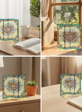 迷你三折叠桌面摆件亚克力屏风