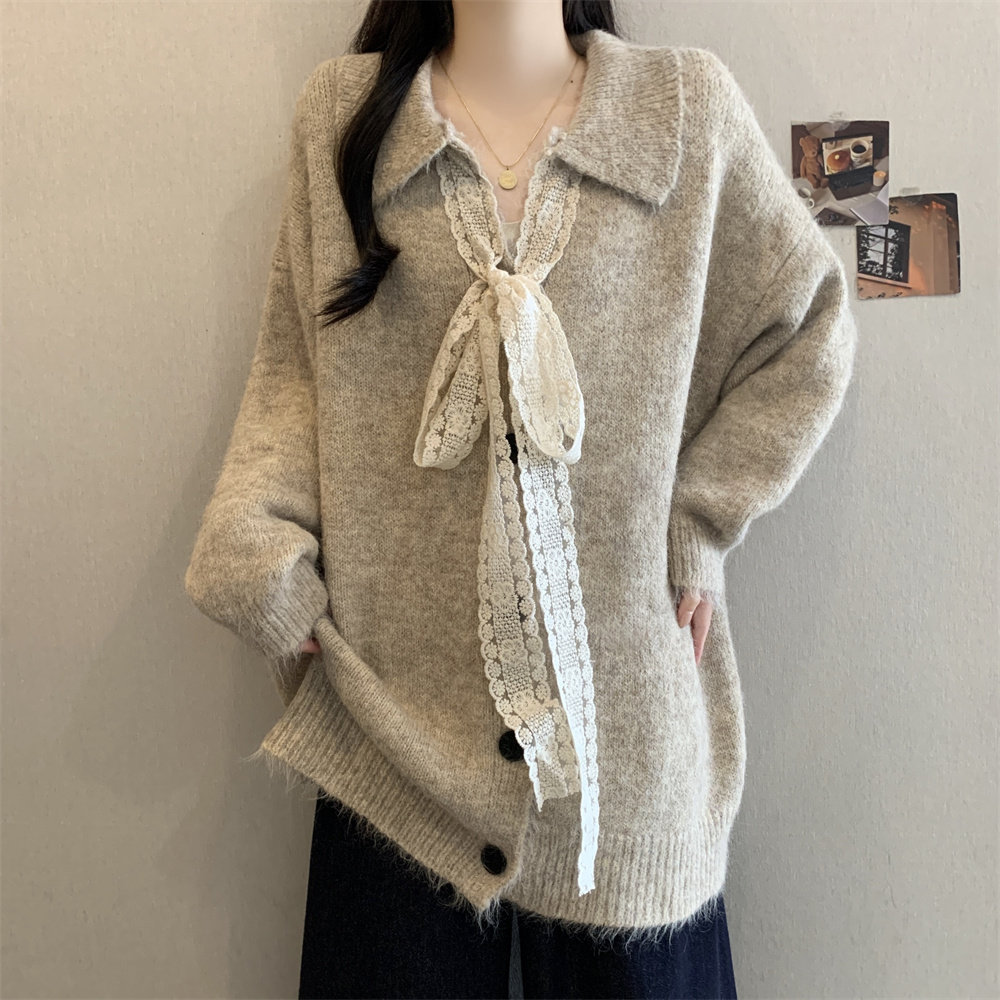 实拍大码女装冬季新款蝴蝶结厚款长袖毛衣女胖mm娃娃领毛衣外套潮,女装/女士精品,大码内搭,淘宝优惠券,粉丝福利购,淘宝优惠卷