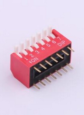 TE-07 拨码开关 拨码开关红色07P-180度7PIN间距2.54mm立式直插侧