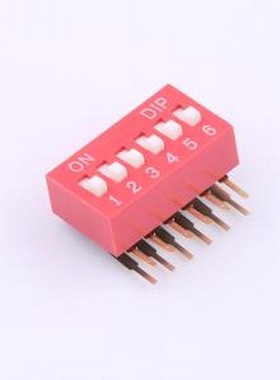 DA-06-R 拨码开关 拨码开关2.54mm间距,弯脚90度侧插 红色 6PIN/