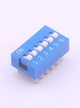 DS-06BLP 拨码开关 间距2.54mm 平拨,凸起式 6位拨码开关 插件