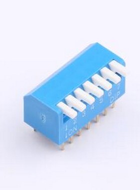 DL-07LT 拨码开关 2.54mm间距 7位 琴键式 直插侧拨长柄 蓝色 拨