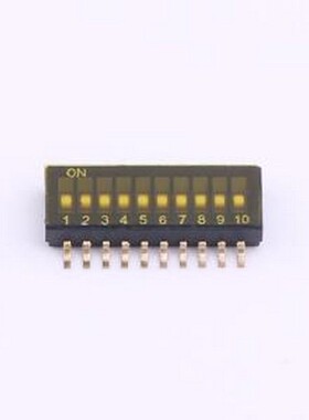 DS-10P 拨码开关 1.27mm间距10位 贴片黑色S脚 拨码开关 SMD,P=1.