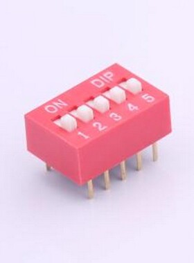 TA-05 拨码开关 拨码开关红色05P-180度5PIN间距2.54mm立式直插正