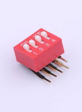 DSDA04LHGETR 拨码开关 2.54mm 宽体红色4位弯脚90°拨码开关 -