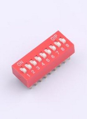 DS-09-R 拨码开关 拨码开关2.54mm间距,红色9PIN/位 立式直插平拨