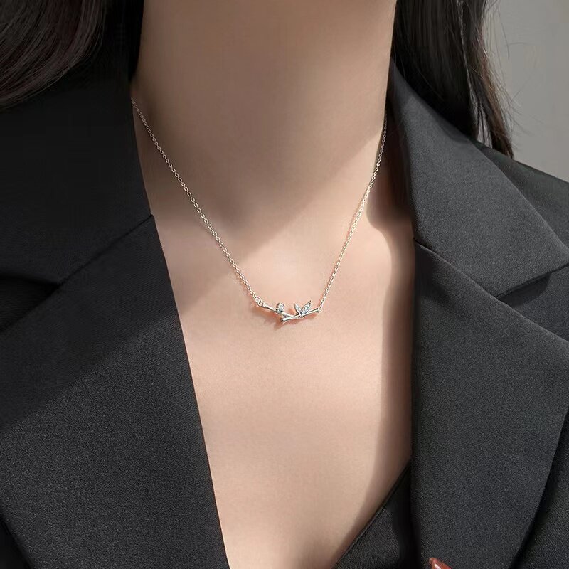银神s925银竹够项链女锁骨链