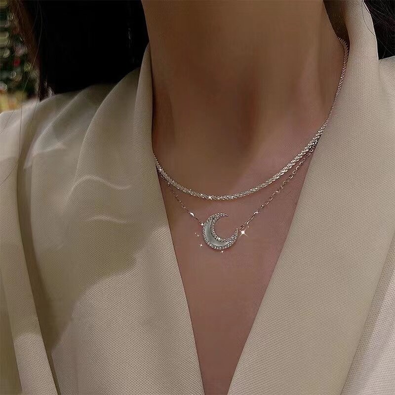 银神925银十字链女闪亮